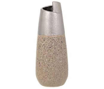 Jarrón de cerámica plateado 12,5x12,5x28
