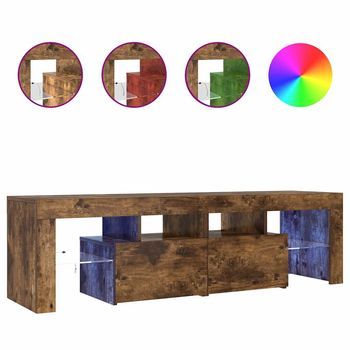 Mueble De Tv Con Luces Led Color Roble Ahumado 140x36,5x40 Cm