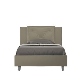 Cama De Una Plaza Y Medio  Sin Somier Acolchada 120x200 Cuero Sintético Capuchino Appia