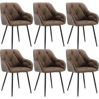 set 6 sillas de comedor vintage de piel sintetica patas de metal sillas de cocina con respaldo y reposabrazos sillas para sala de estar - woltu