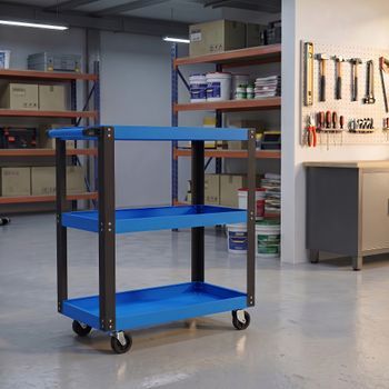 Carro De Taller De Metal Pp Homcom 70,5x35x82,5 Cm Azul Y Negro