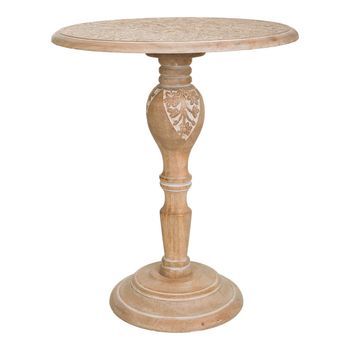 Mesa Auxiliar De Madera Artesanal Marrón 60x60x60h Cm