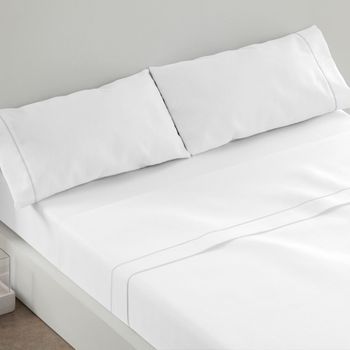 Juego De Sábanas 100% Algodón 120 X 190/200 Cm - Blanco - Burrito Blanco