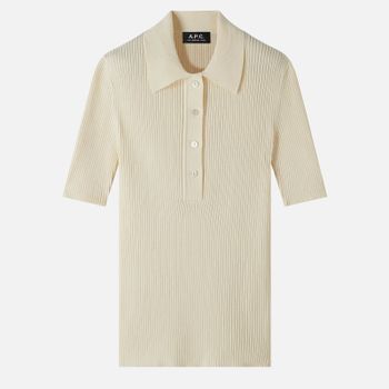 A.P.C Danae Ribbed Cotton-Jersey Polo Top - L