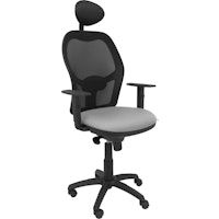 Silla Jorquera malla negra asiento bali gris claro con cabecero fijo