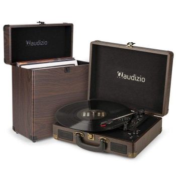 Tocadiscos Audizio RP114W con altavoces integrados, digitalización MP3 y estuche