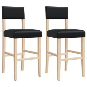 Taburetes Altos 2 Uds Madera Maciza De Caucho Y Cuero Sintético Vidaxl