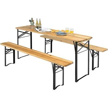 Juego De Mesa Y Banco De Picnic De 3 Piezas Costway 177 X 46 X 75 Cm