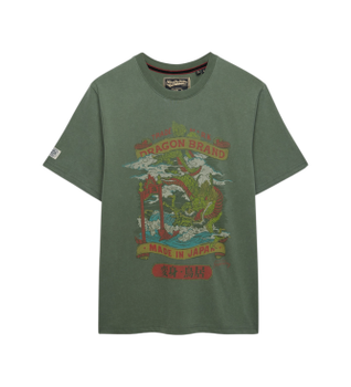 Superdry para hombre. M1012235A Camiseta Tokyo Relaxed verde (S), Casual, Algodón, Manga corta