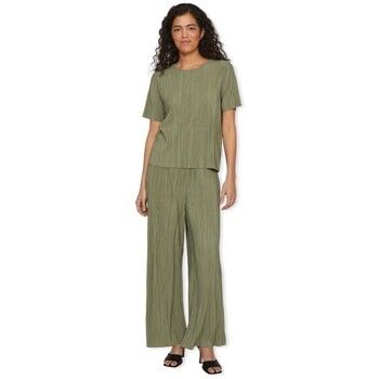 Vila Blusa Noos Top Plisa - Oil Green para mujer