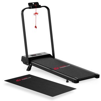 Cinta De Correr Con Pasamanos C1 Con Alfombrilla, Velocidad 1-10km/h, 5% Inclinación Manual, Negro, Rattantree
