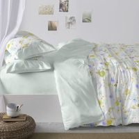juego funda nordica 50 algodon floral acuarela cama de 135 cm color verde agua burrito blanco
