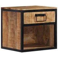 mesita de noche con cajon y compartimento abierto 40 x 35 x 40 cm madera mango y hierro dec032997