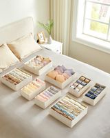8 organizadores de cajones de color beige