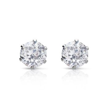 Pendientes de acero con circonita blanca 6mm