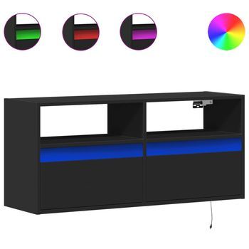 Mueble De Tv De Pared Con Luces Led Negro 100x31x45 Cm Vidaxl