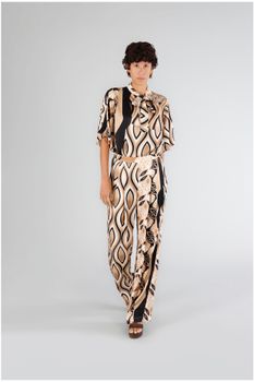 pantalón palazzo de raso estampado multinatural scarf