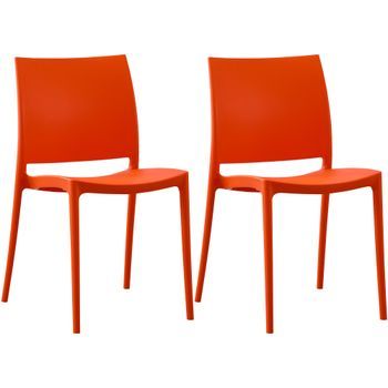 Juego De 2 Sillas De Jardin Meton Plástico Naranja 49x42x81 Cm Clp