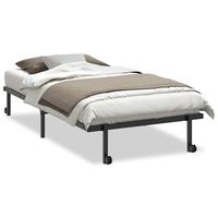 estructura de cama sin colchon plegable negro acero 100x200 cm
