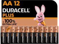 pilas aa - duracell plus mx1500 lr06  lr6 alcalinas 15 v paquete 12 unidades negro