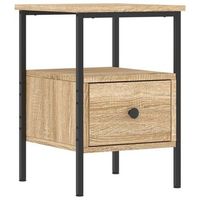 mesita de noche con cajon y estante 34 x 36 x 50 cm madera contrachapada color roble dec033806