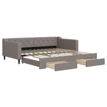 Cama Para Adulto | Cama Individual | Sofá Cama Nido Con Cajones Tela Gris Taupe 100x200 Cm