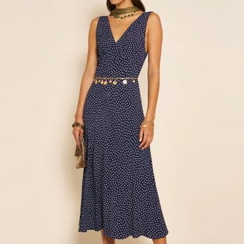 Rixo Sandrine Polka Dot Crepe Dress - UK 16