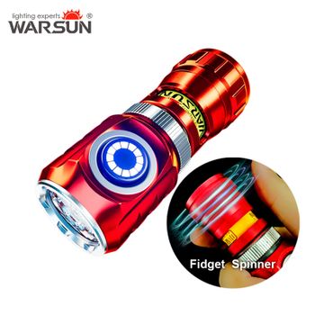 Linterna LED Mini WARSUN FXXF, Spinner Antiestrés, Linterna de Bolsillo, Batería Recargable de 900MHA, Magnética, para Senderismo, Camping, EDC