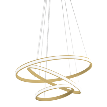 Lámpara De Araña Led Regulable Iole S3 60w - Suspensión Moderna Con 3 Anillos De Aluminio Dorado Cepillado, Luz Cálida 3000k, 3000lm, Diseño Elegante