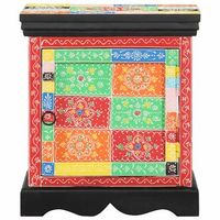 pack 2 uds mesilla de noche  mesita de noche multicolor 40x35x45cm madera maciza mango