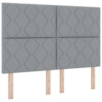 cama tipo box spring con cabecera gris claro 160 x 200 cm tela