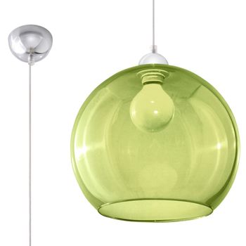 Lámpara de techo verde acero/vidrio alt. 120 cm