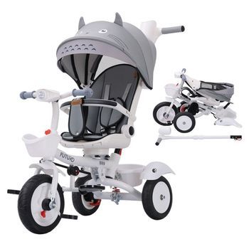 Triciclo Plegable Con Sillín Giratorio 360  Y Capota Futuro De Chipolino - Grey