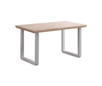 mesa de comedor extensible con patas metalicas en blanco y roble 140-220x80cm roma roble - blanco 220 x 80 x cm