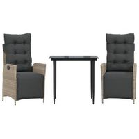 set comedor de jardin 3 piezas  mueble de jardin cojines ratan sintetico gris claro