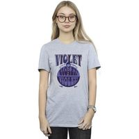 willy wonka camiseta violet turning violet para mujer