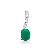 colgante esmeralda 14 quilates oro blanco con 7 diamantes