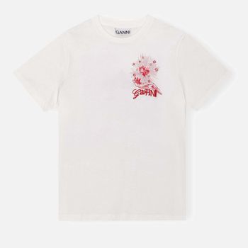 Ganni Celestial Poster Cotton-Jersey T-Shirt - XS