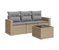 vidaxl juego de sofas jardin con cojines 4 pzas ratan sintetico beige