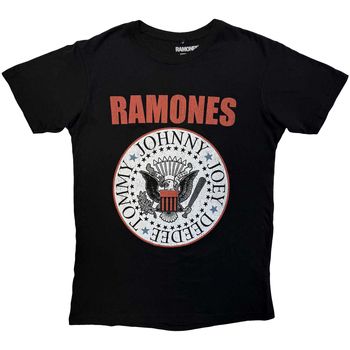 Ramones Camiseta Hey Ho Red Block Text para mujer