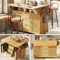 carrito de cocina plegable 1425  80  95 cm con almacenaje y tablero abatible