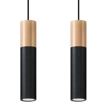 Lámpara colgante vira negro, 2 luces