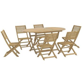 Juego De Comedor Para Jardín 7 Piezas Madera Maciza Acacia Vidaxl