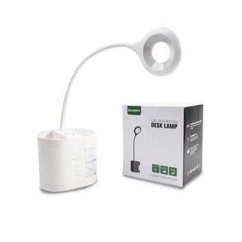 Lámpara de Escritorio LED con Portalápices, Batería de 1800 mAh, Luz Blanca Ajustable, Diseño Portátil y Recargable