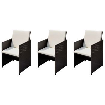 Sillas De Jardín 3 Pcs Marrón 56 X 52 X 87 Cm Poliratán Vidaxl
