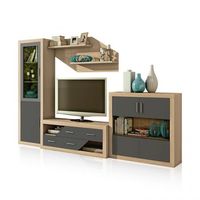 salon modular con gran capacidad de almacenaje 300 cm nuka v10 cambria - grafito 300 x 1932 x 414 cm