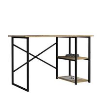 mesa escritorio mesa de ordenador con 2 estantes estilo industrial estructura metalica negra y tablero melamina color roble safir alto 75 cmancho 120 cmfondo 60 cm