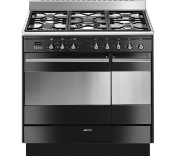 SMEG SUK92MBL9-1 Concert 90 cm Dual Fuel Range Cooker - Black, Black
