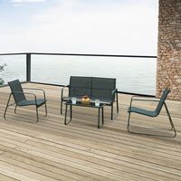 conjunto de muebles de jardin anzi 4 piezas acerovidrio - negro casapro