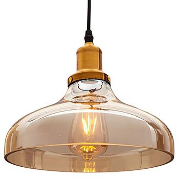 LAMPARA DE TECHO BOLA DE CRISTAL COLGANTE 260 MM X 260 MM X130 MM DE CAMBRE 1 METRO DE LARGO, E27 COLOR COLOR MARRON
